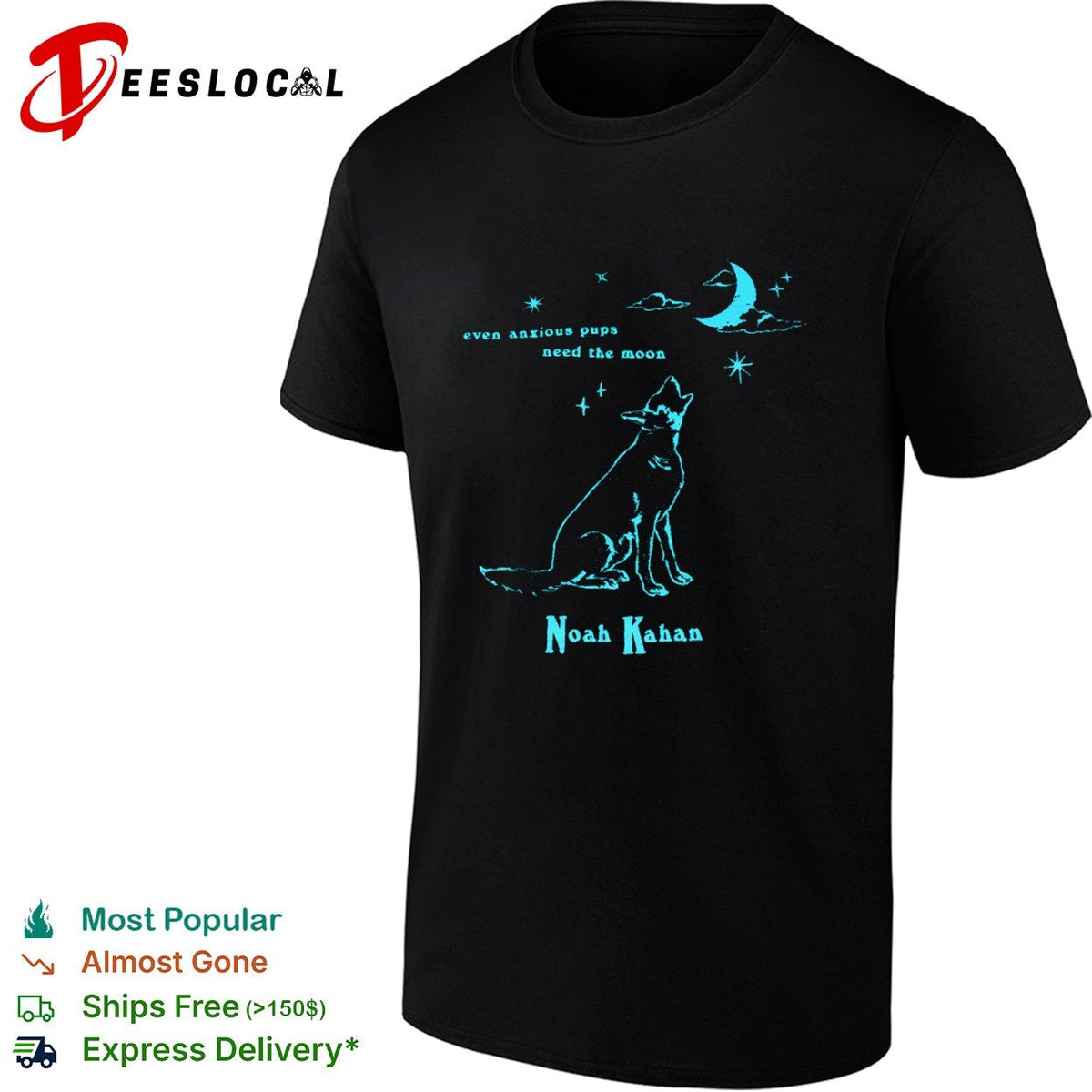 Noah Kahan even anxious pups need the moon howling coyote shirt Unisex