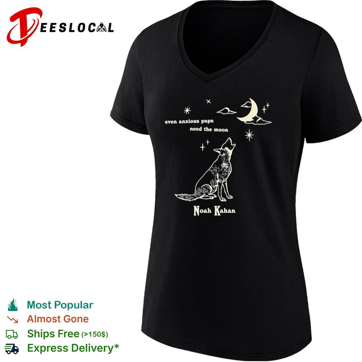 Noah Kahan even anxious pups need the moon howling dog star night sky shirt Unisex
