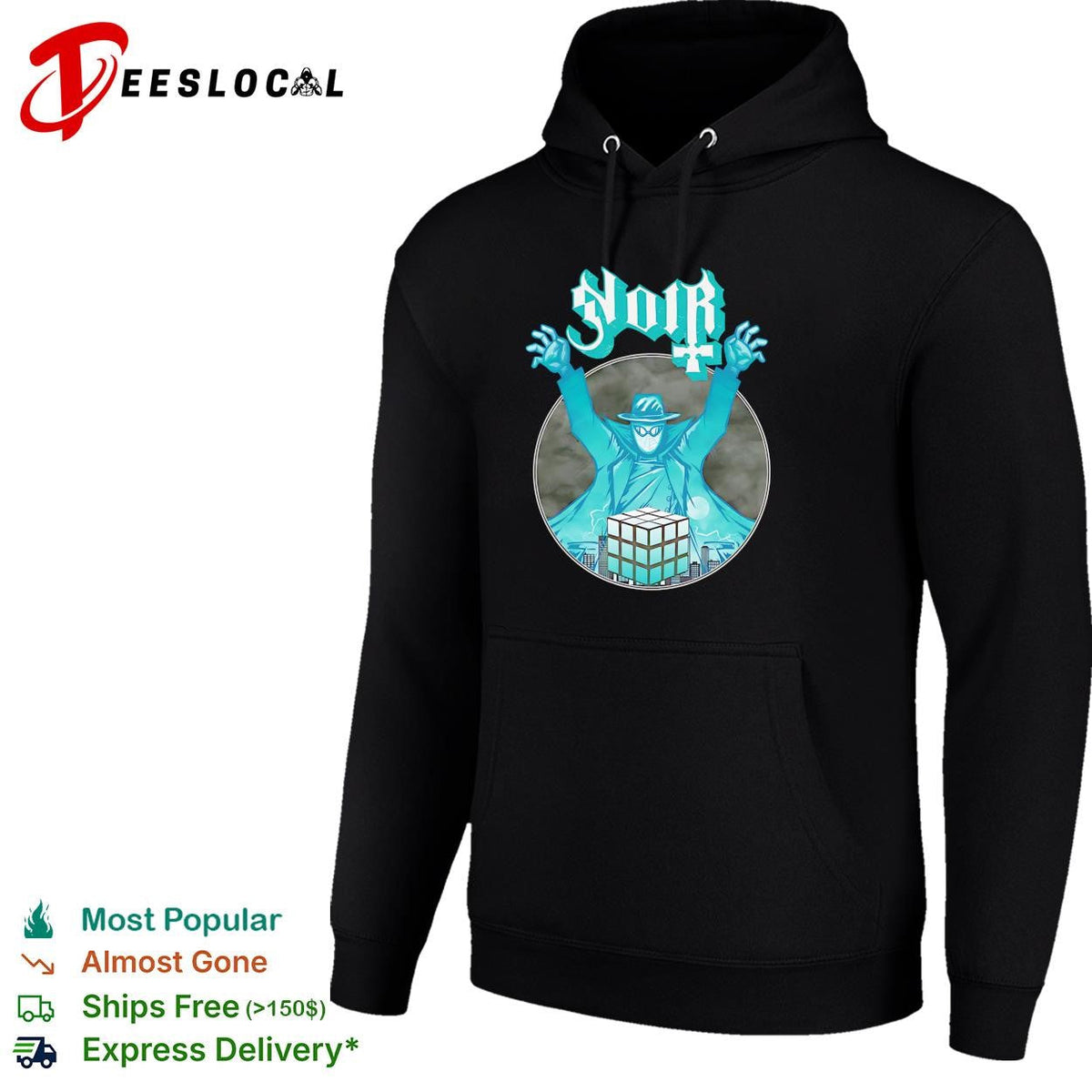Noir mysterious masked figure Rubik’s cube gothic dark graphic shirt Unisex
