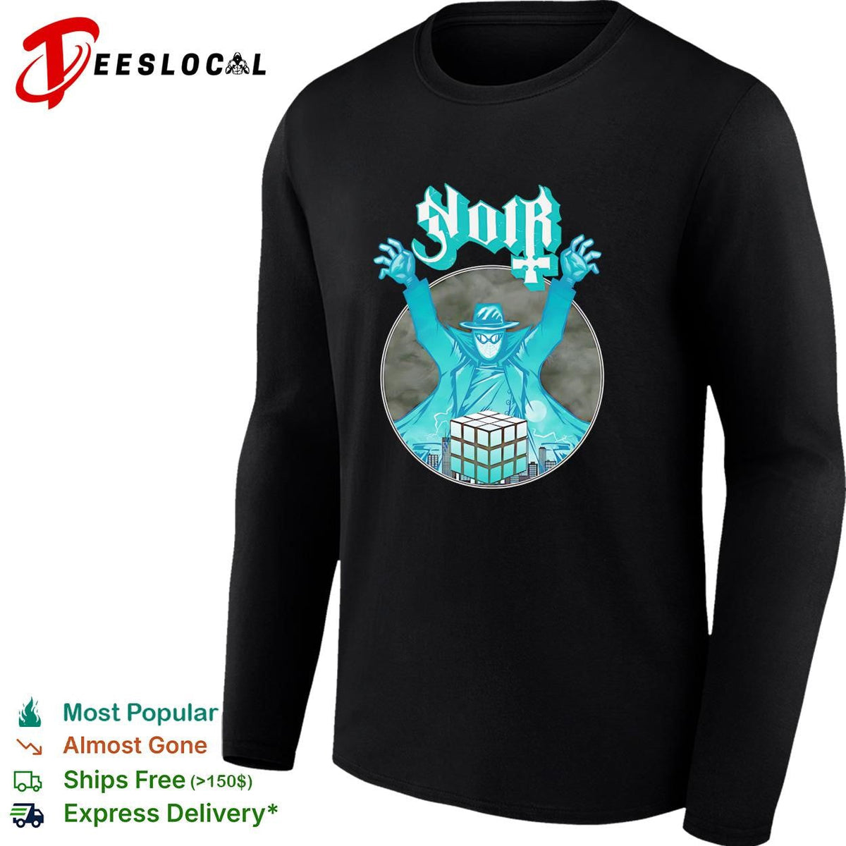 Noir mysterious masked figure Rubik’s cube gothic dark graphic shirt Unisex