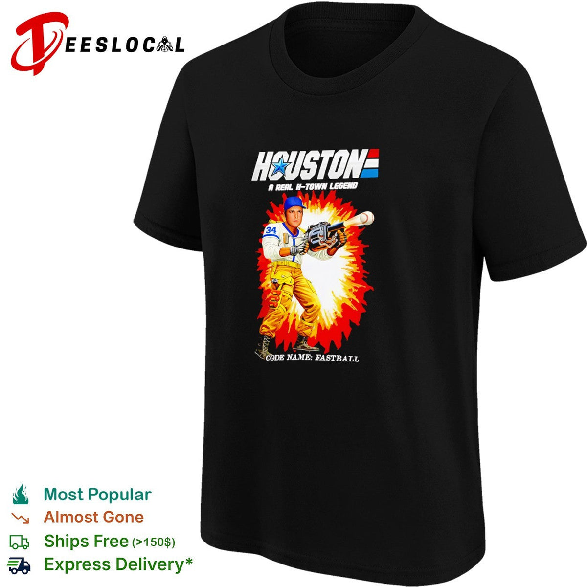 Nolan Ryan Houston Astros G I Joe Parody Houston A Real H-Town Legend Fastball shirt Unisex