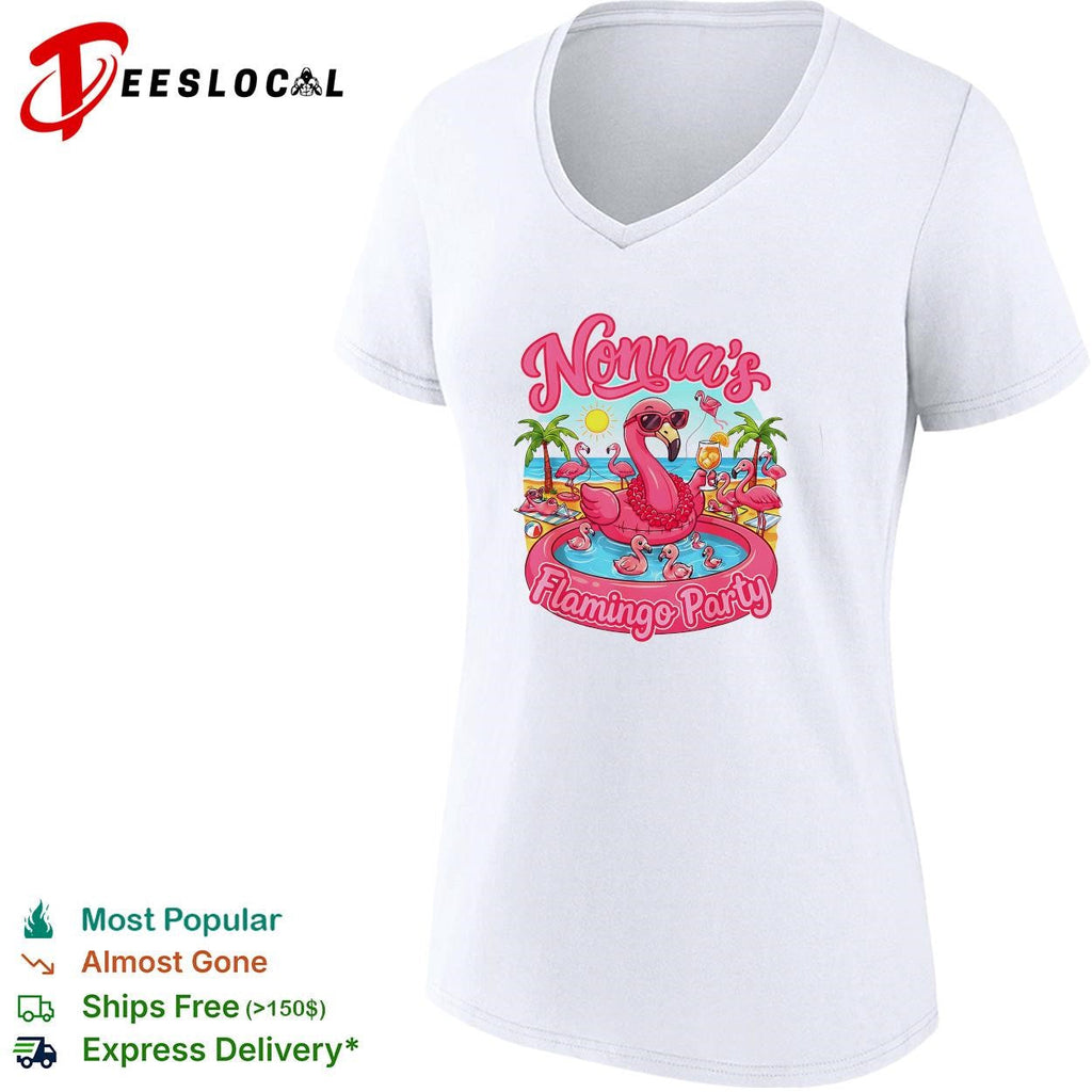 Nonna’s flamingo party pool float tropical funny graphic shirt Unisex