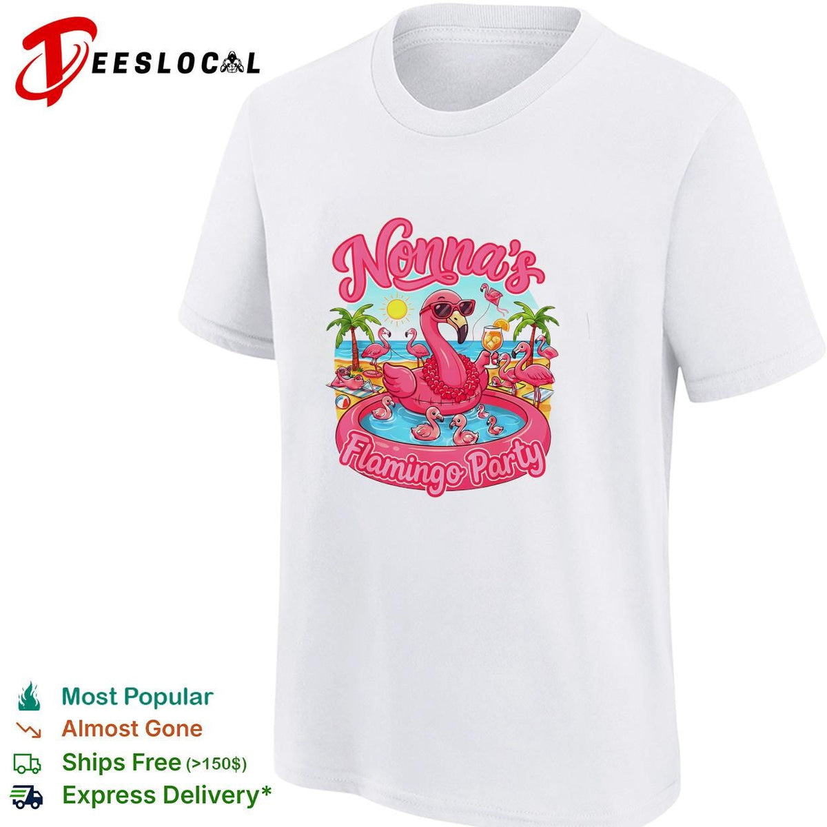 Nonna’s flamingo party pool float tropical funny graphic shirt Unisex