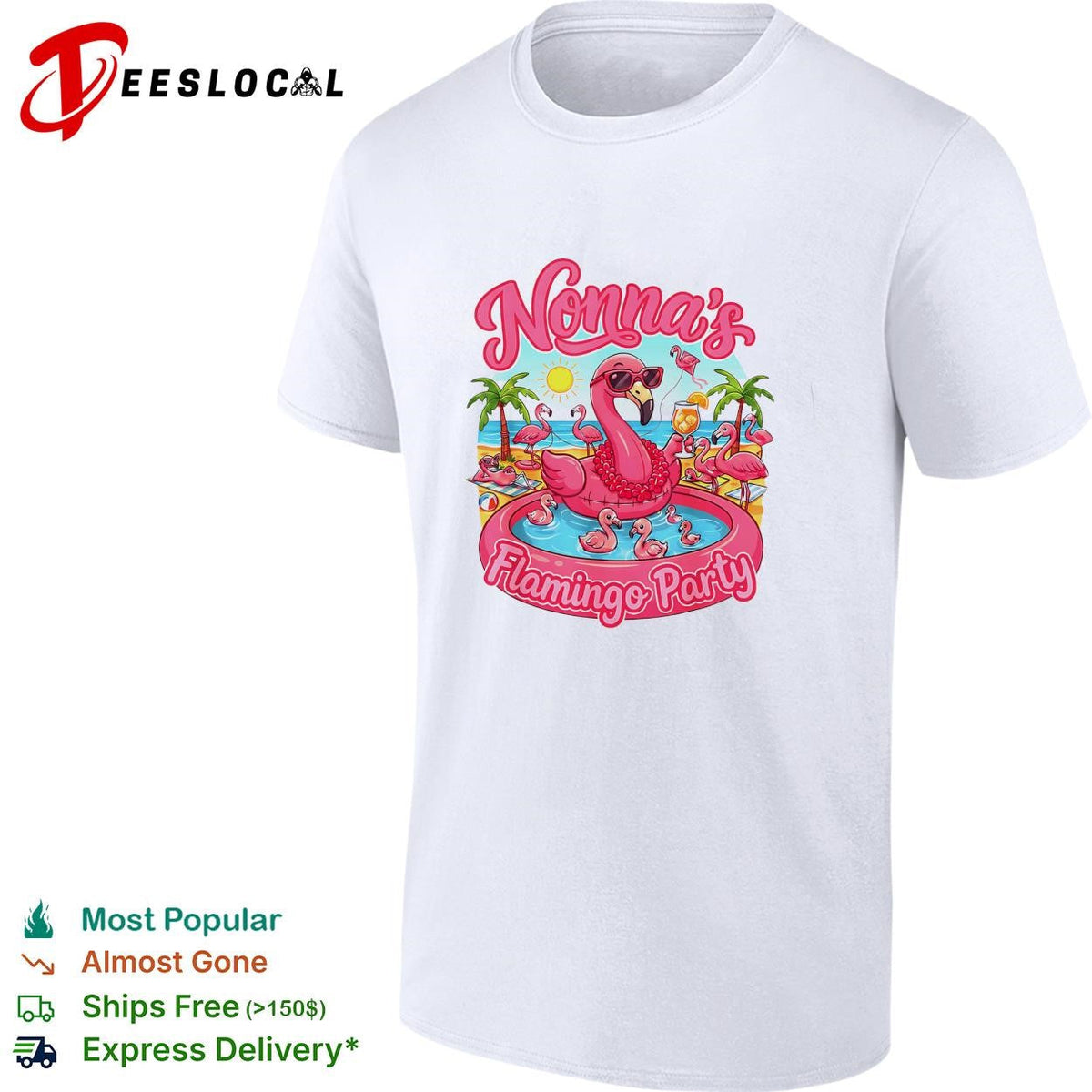 Nonna’s flamingo party pool float tropical funny graphic shirt Unisex