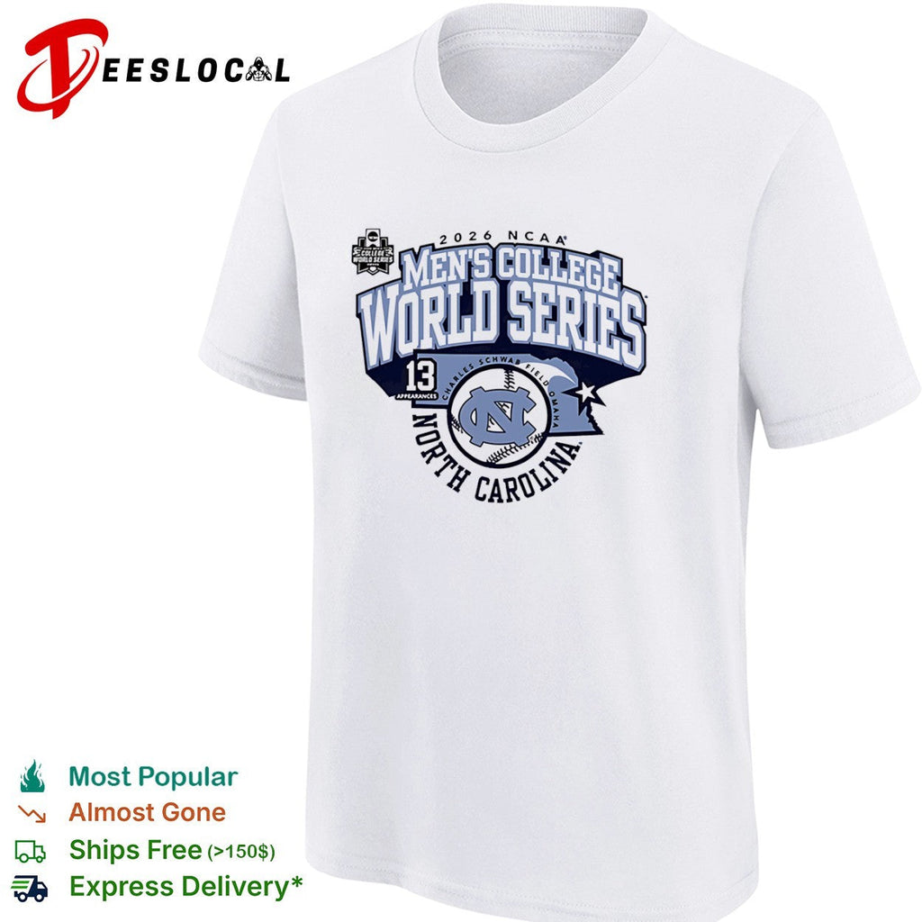 North Carolina Tar Heels Men’s College World Series 2026 NCAA Field Omaha state shirt Unisex