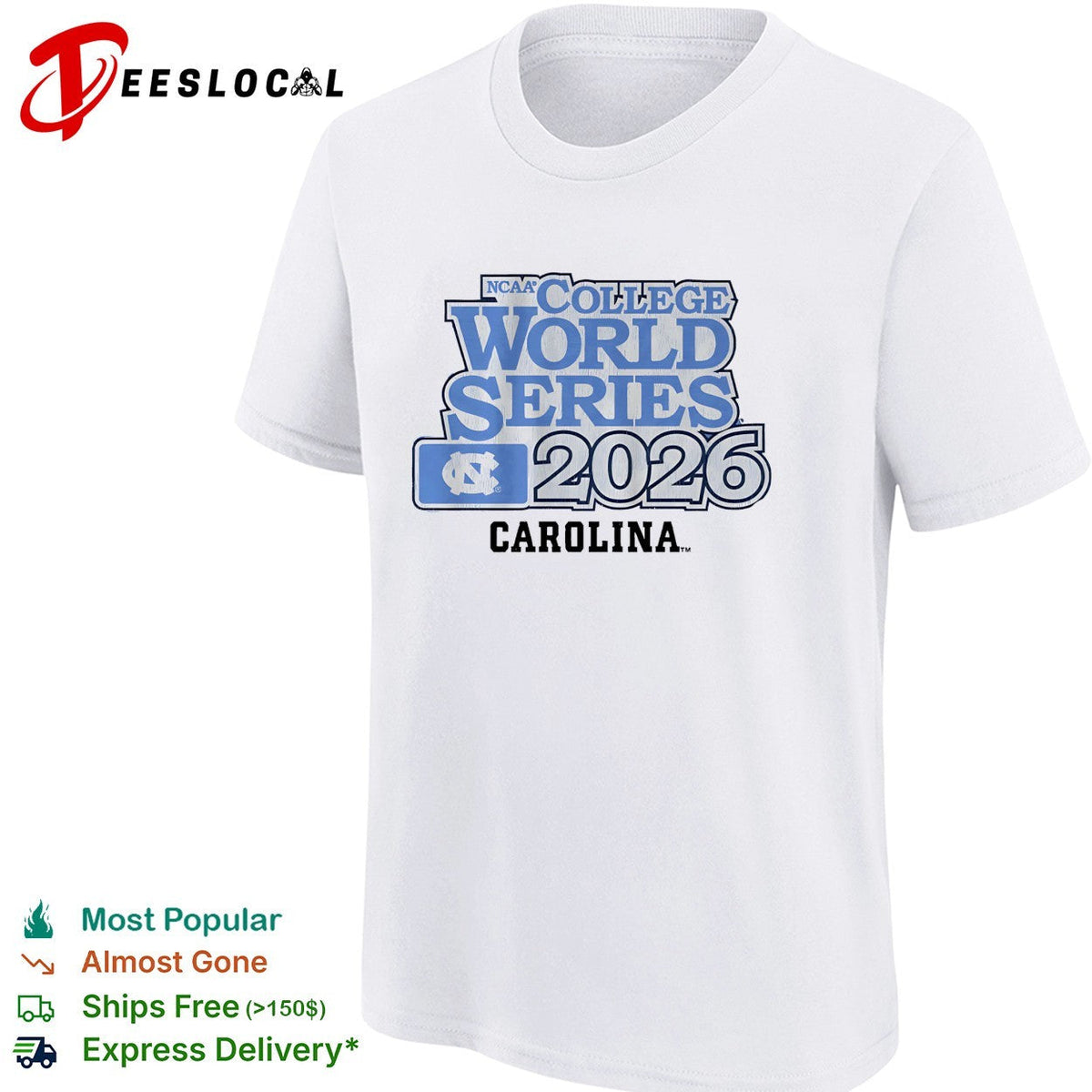 North Carolina Tar Heels NCAA College World Series 2026 Baseball Fan shirt Unisex