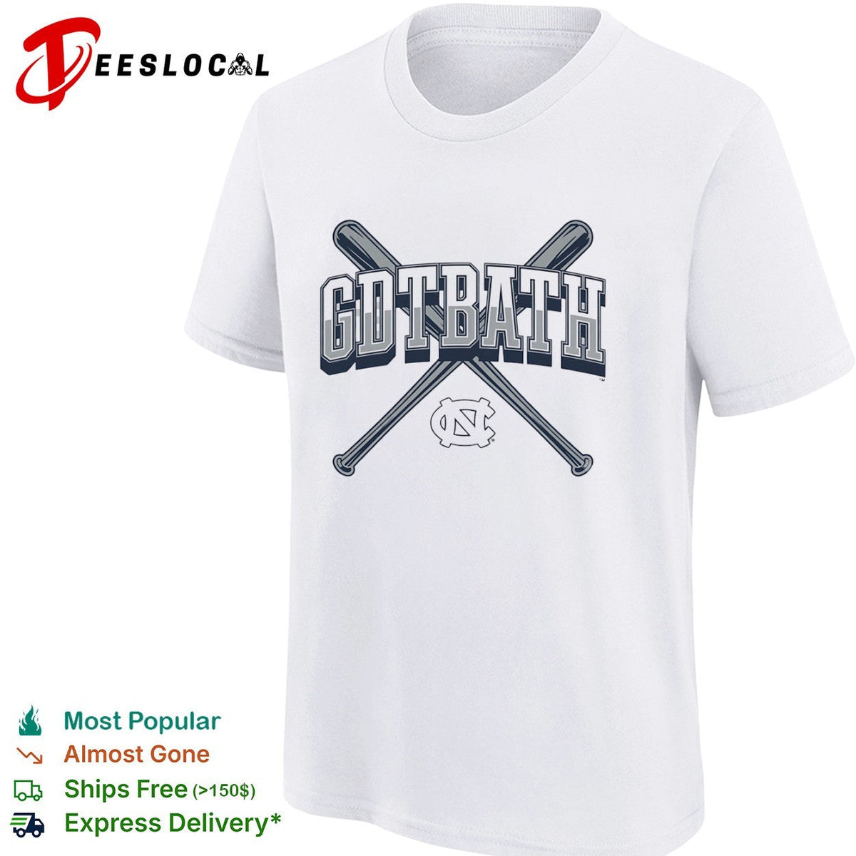 North Carolina Tar Heels baseball crossed bats gdtbath shirt Unisex
