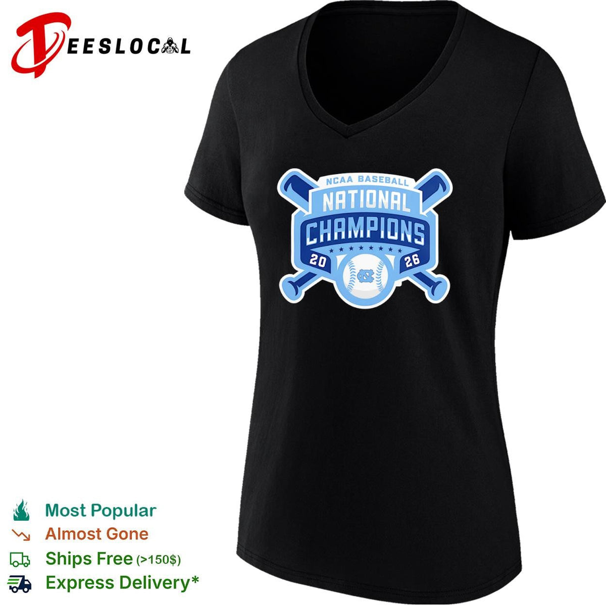 North Carolina Tar Heels national champions crossed bats NCAA baseball 2026 NC shirt Unisex