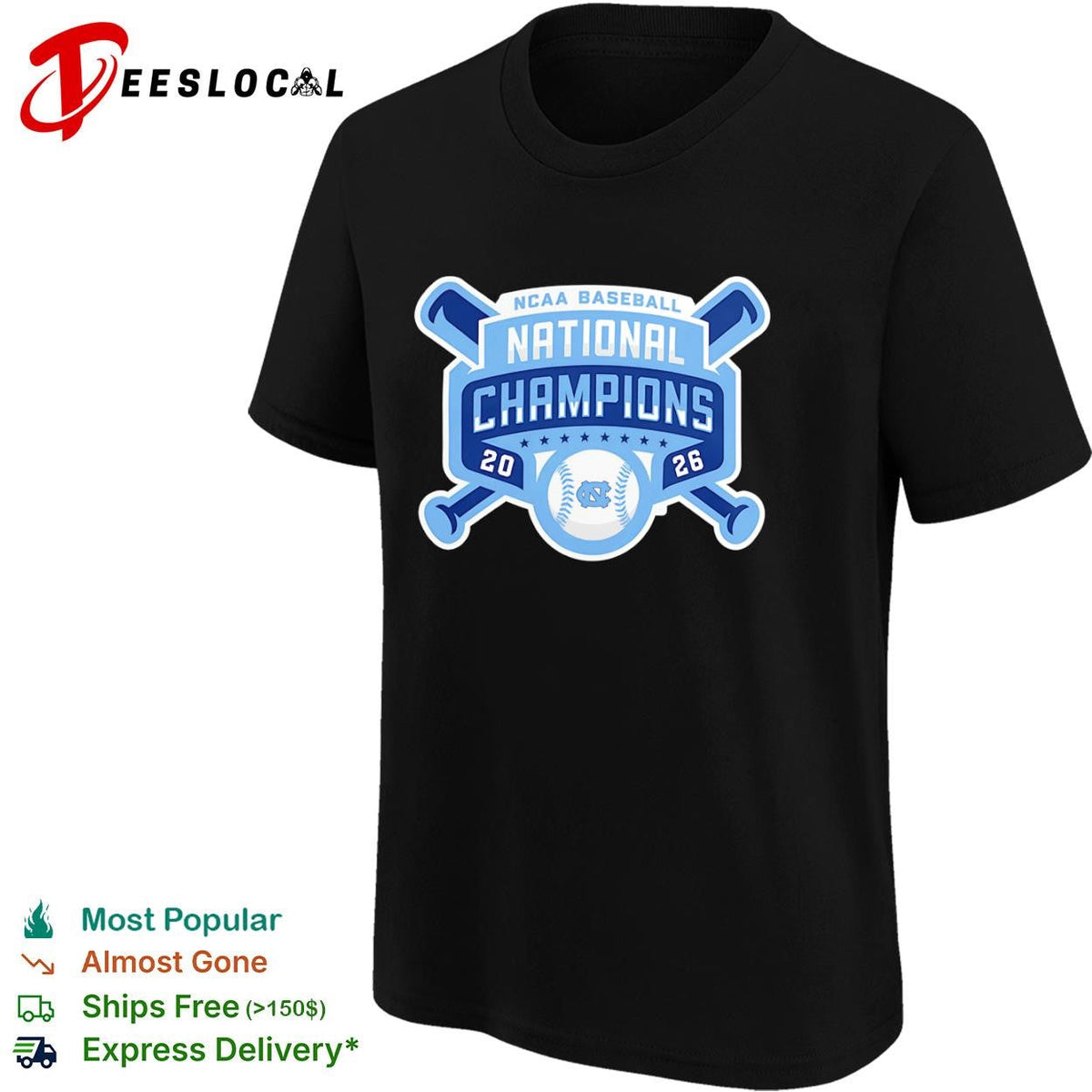 North Carolina Tar Heels national champions crossed bats NCAA baseball 2026 NC shirt Unisex