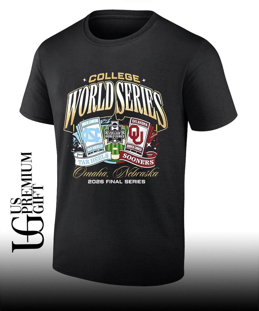 North Carolina Tar Heels vs Oklahoma Sooners College World Series Omaha 2026 ticket shirt Unisex