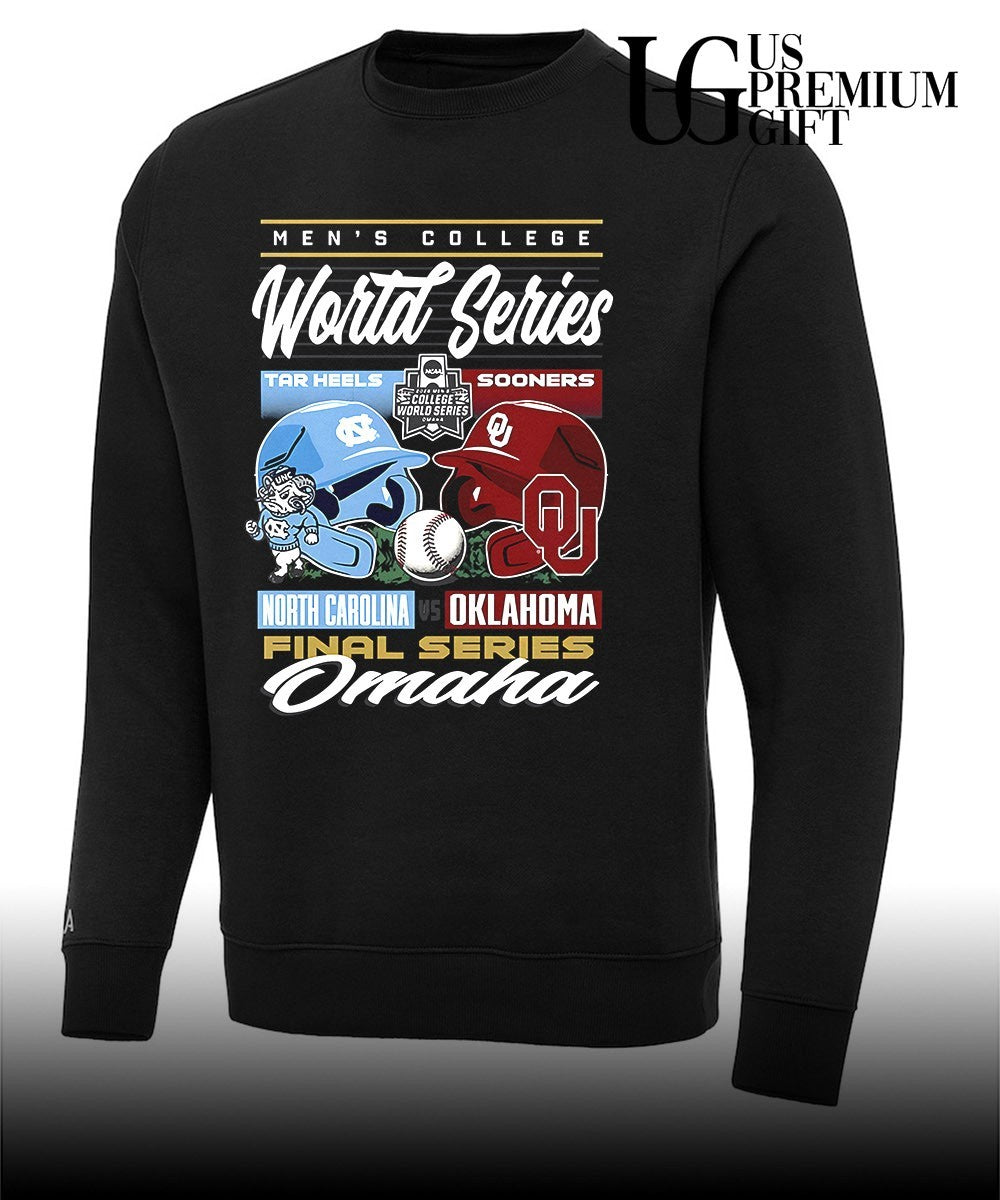 North Carolina Tar Heels vs Oklahoma Sooners Men’s College World Series Omaha helmets shirt