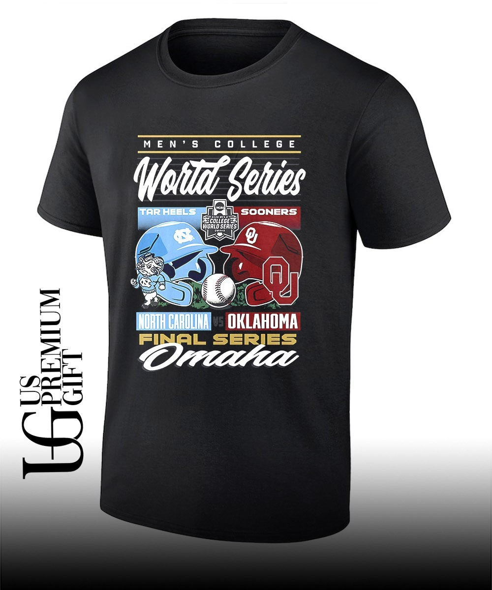 North Carolina Tar Heels vs Oklahoma Sooners Men’s College World Series Omaha helmets shirt