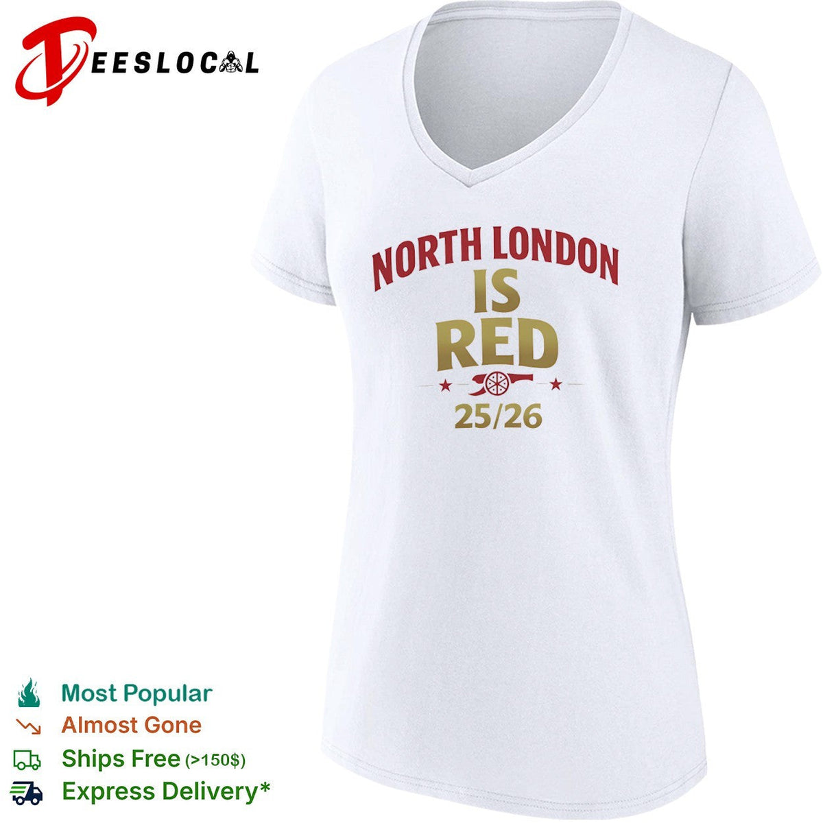 North London is Red 2025 2026 Arsenal Football Club Premier League Soccer shirt Unisex
