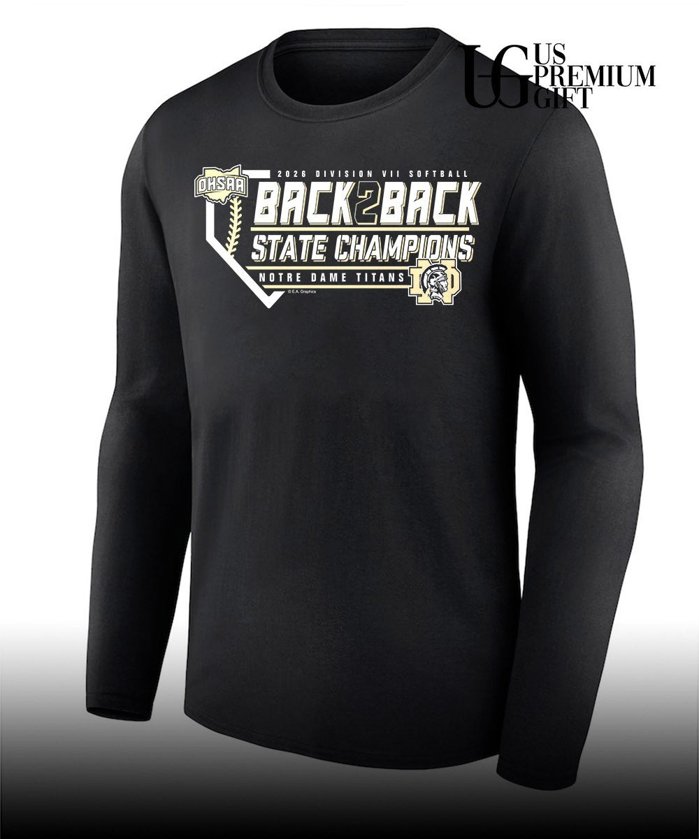 Notre Dame Titans 2026 OHSAA Division VII Softball Back2Back State Champions shirt Unisex