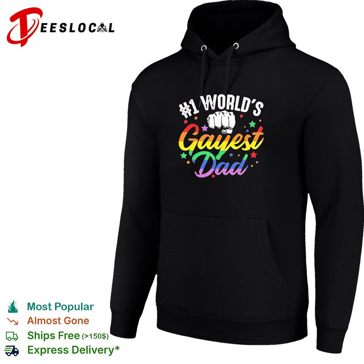 Number 1 world’s gayest dad rainbow pride bold colorful lettering graphic shirt Unisex