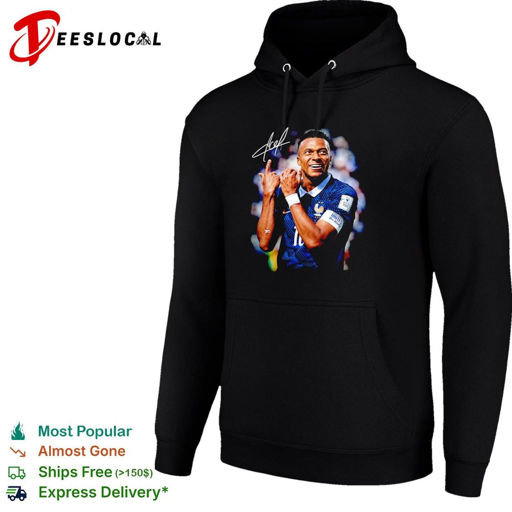 Kylian Mbappe France number 10 hand gesture celebration signature poster shirt Unisex