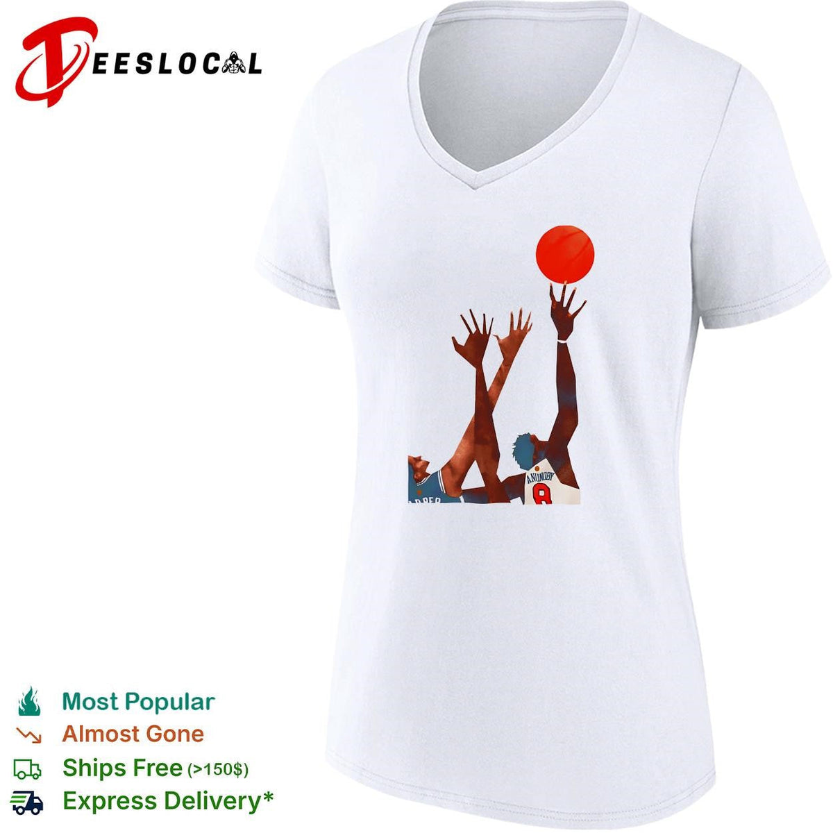 OG Anunoby Harper basketball reaching for ball action art white shirt Unisex