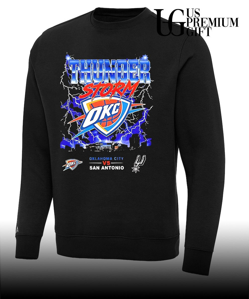 OKC Thunders vs San Antonio Spurs 2026 NBA Western Conference Finals Playoffs Thunderstorm graphic shirt