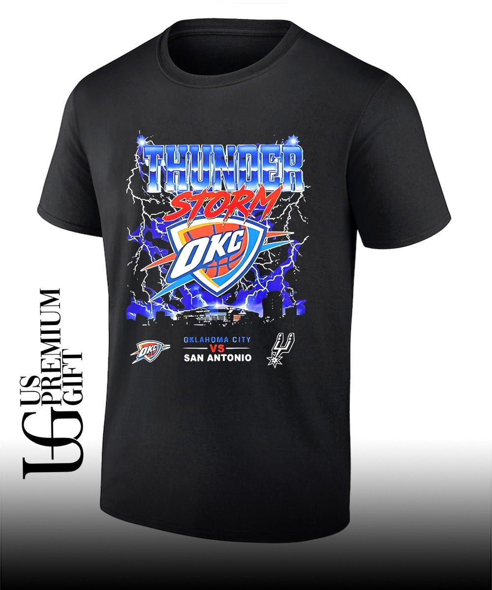 OKC Thunders vs San Antonio Spurs 2026 NBA Western Conference Finals Playoffs Thunderstorm graphic shirt