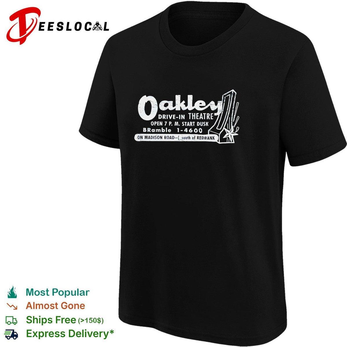 Oakley Drive In Theatre vintage movie poster on Madison Road south of Redbank shirt Unisex