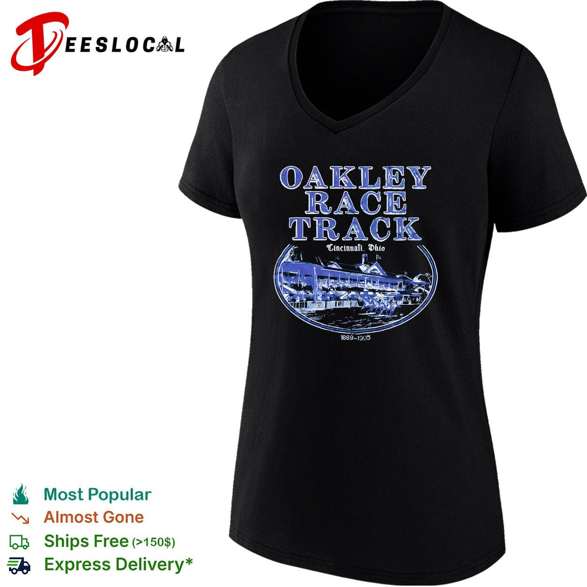 Oakley Race Track Cincinnati Ohio vintage horse racing illustration graphic shirt Unisex