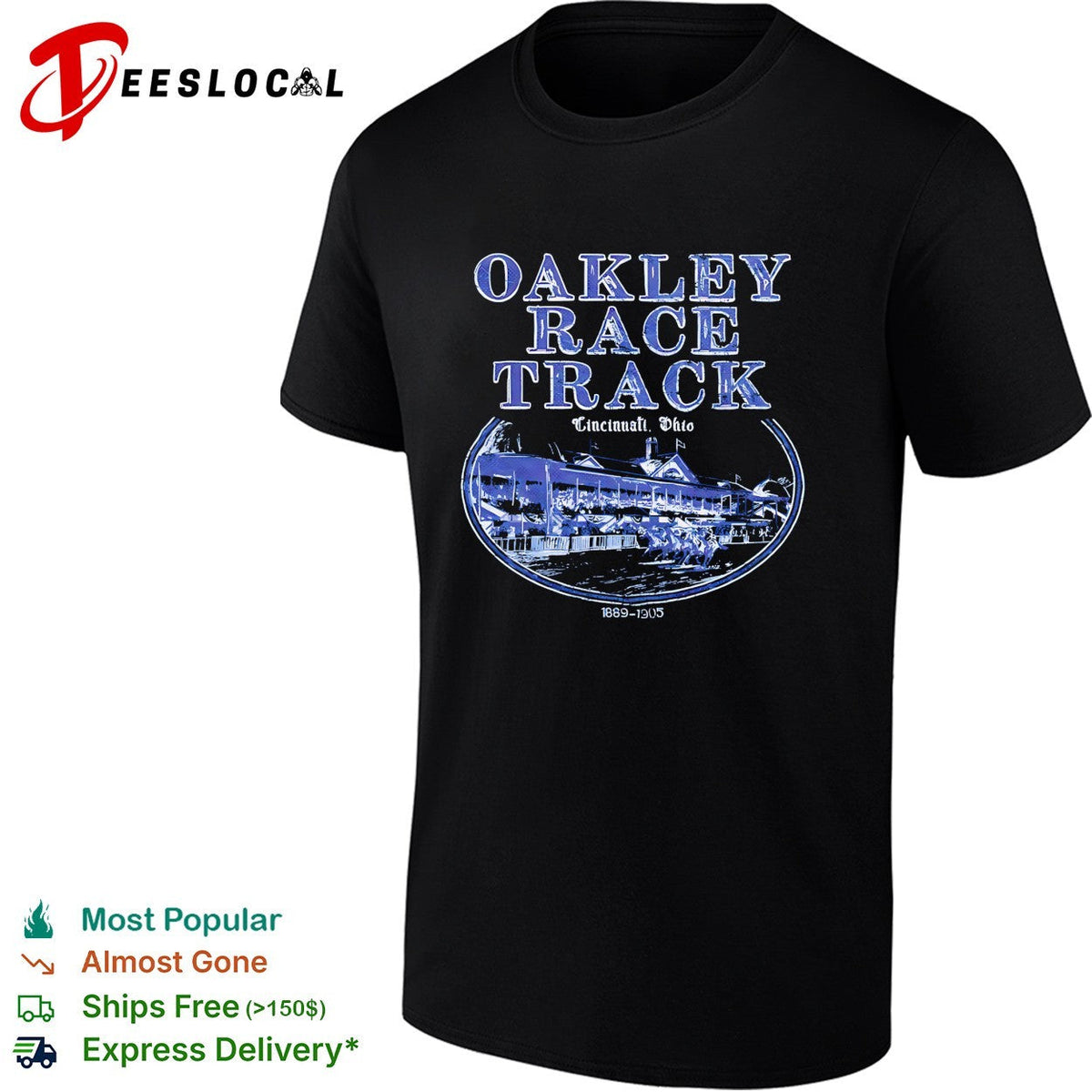 Oakley Race Track Cincinnati Ohio vintage horse racing illustration graphic shirt Unisex