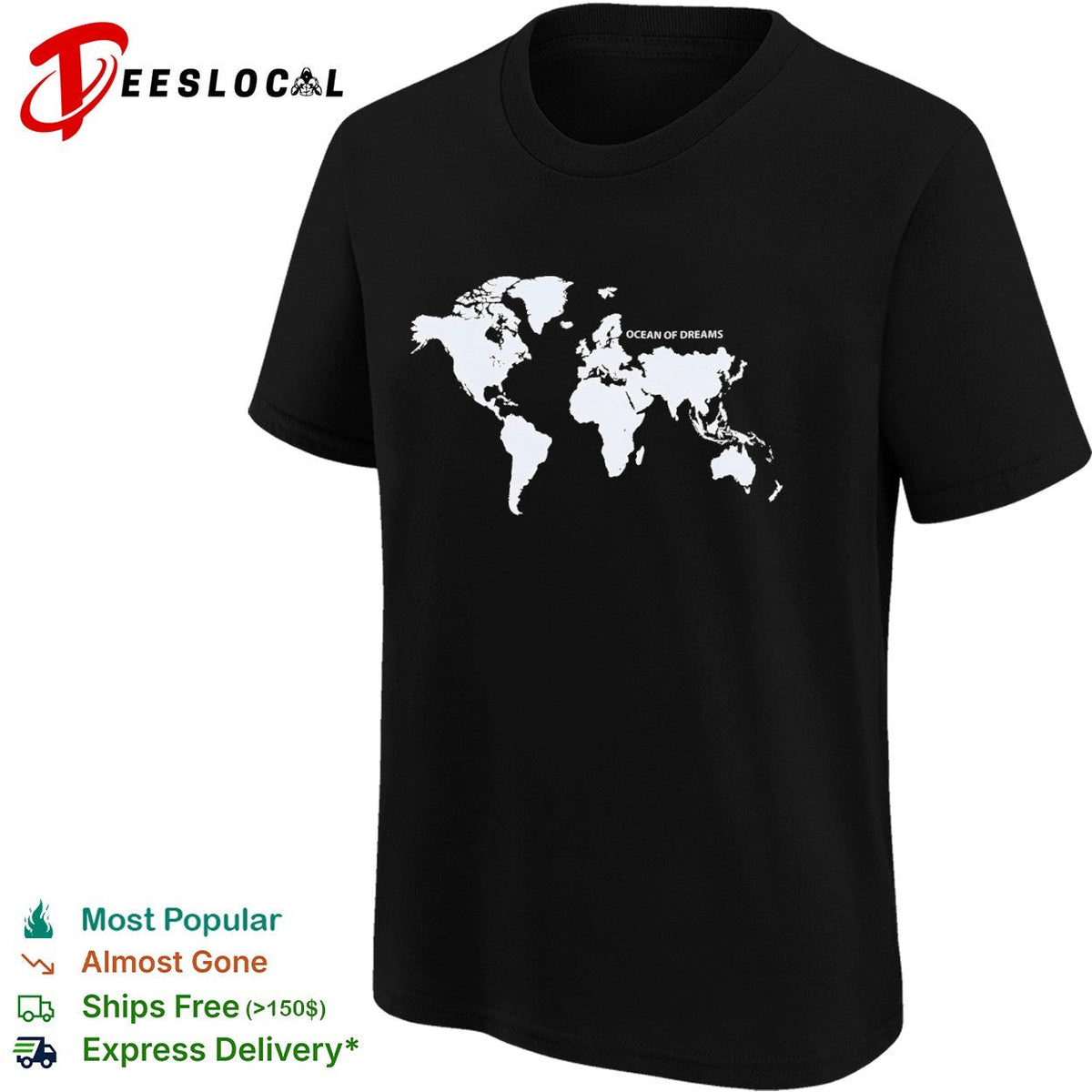Ocean of dreams world map shirt Unisex