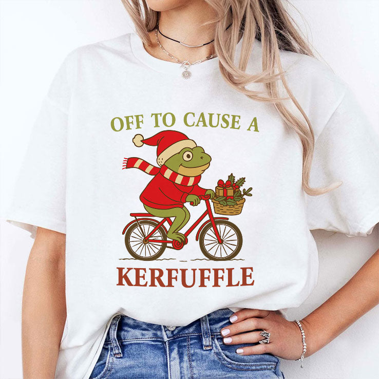 Off To Cause A Kerfuffle Frog Christmas T Shirt Unisex