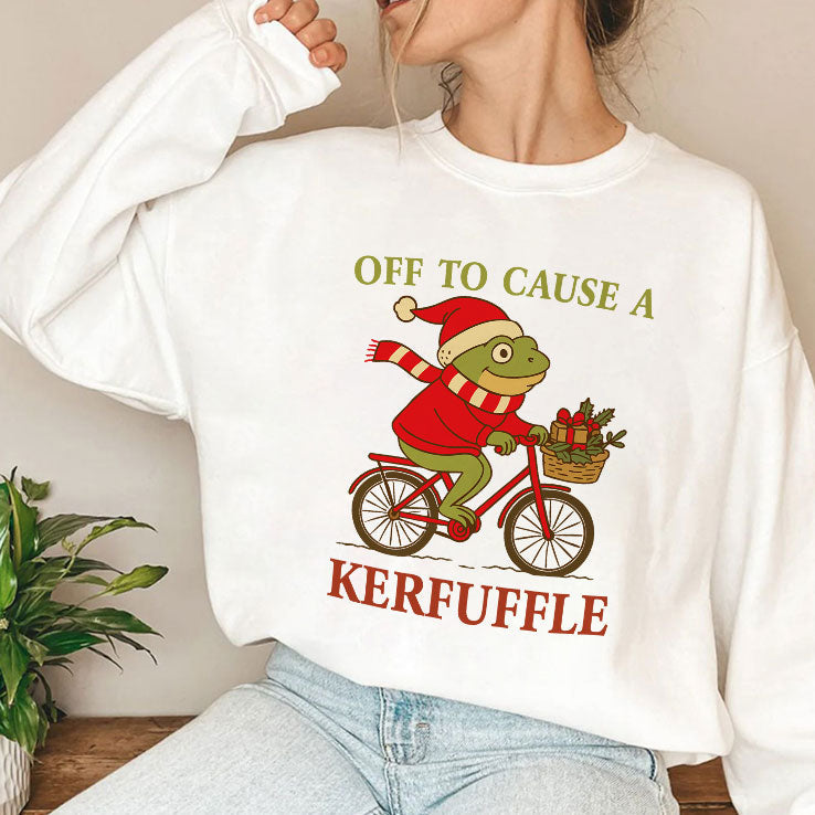 Off To Cause A Kerfuffle Frog Christmas T Shirt Unisex