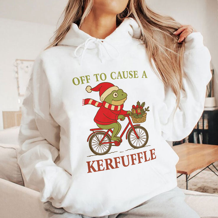 Off To Cause A Kerfuffle Frog Christmas T Shirt Unisex
