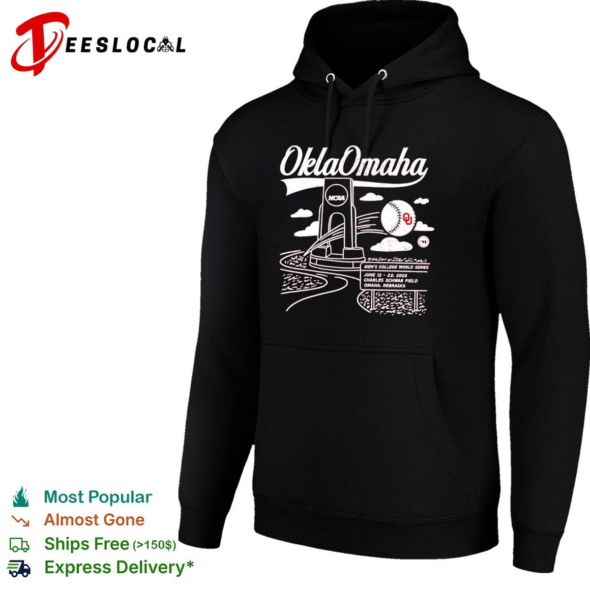 OklaOmaha 2026 Mens College World Series Oklahoma Sooners Baseball shirt Unisex
