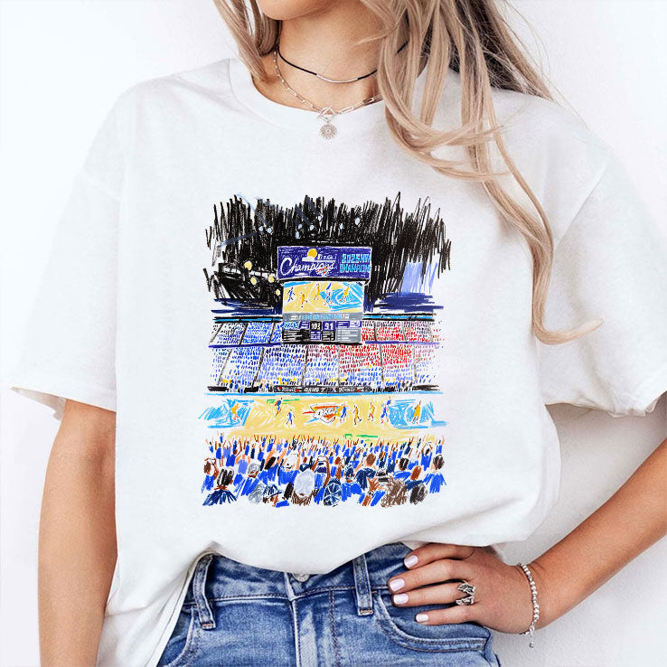 Oklahoma City Thunder Indiana Pacers Stadium Art T Shirt Unisex