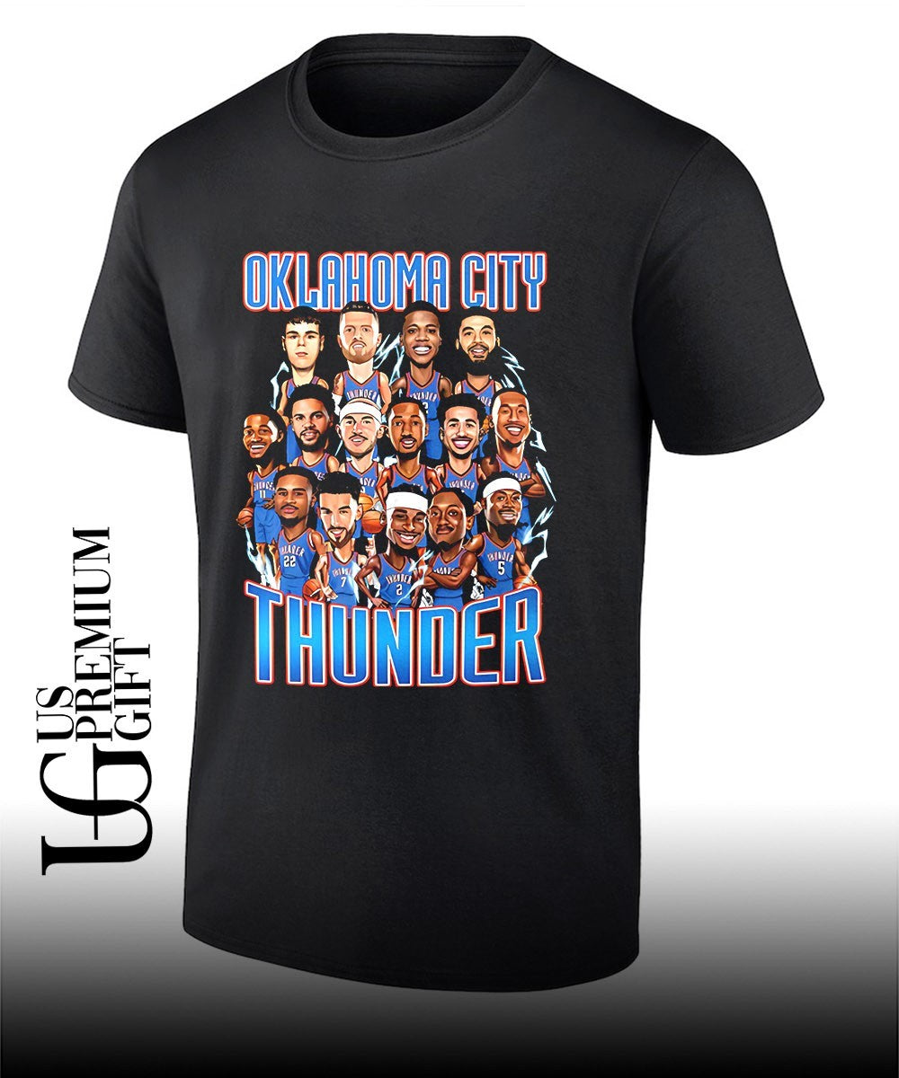 Oklahoma City Thunder NBA Basketball Team Players Roster caricature art shirt Unisex