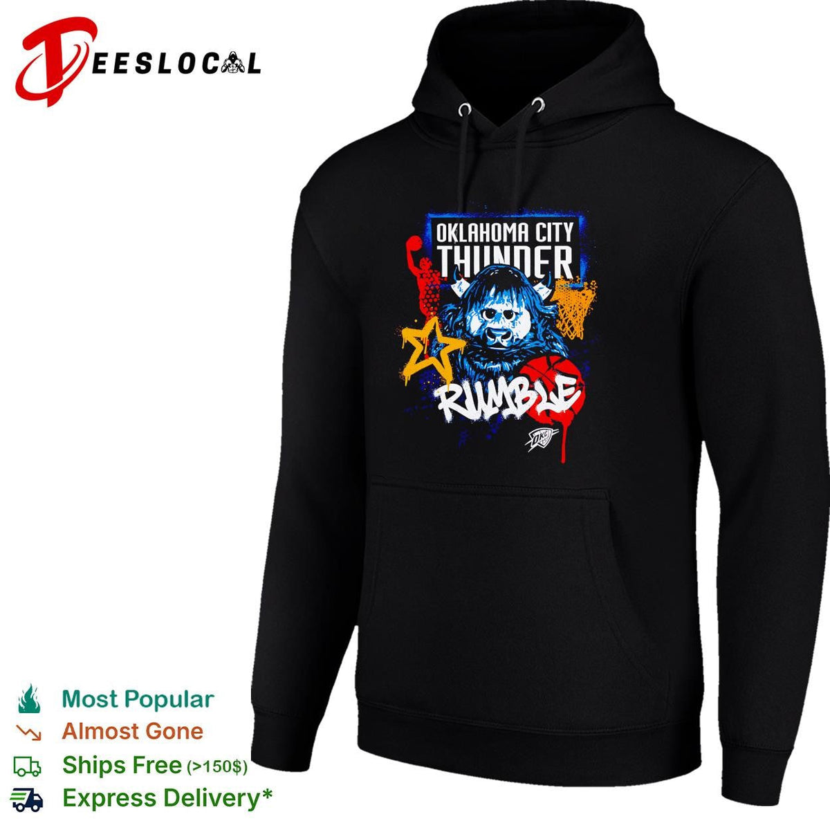 Oklahoma City Thunder Rumble the Bison mascot basketball illustration graphic shirt Unisex