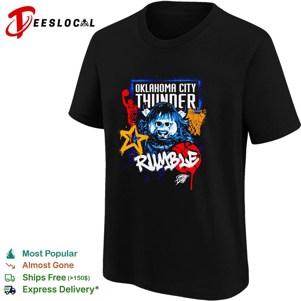 Oklahoma City Thunder Rumble the Bison mascot basketball illustration graphic shirt Unisex