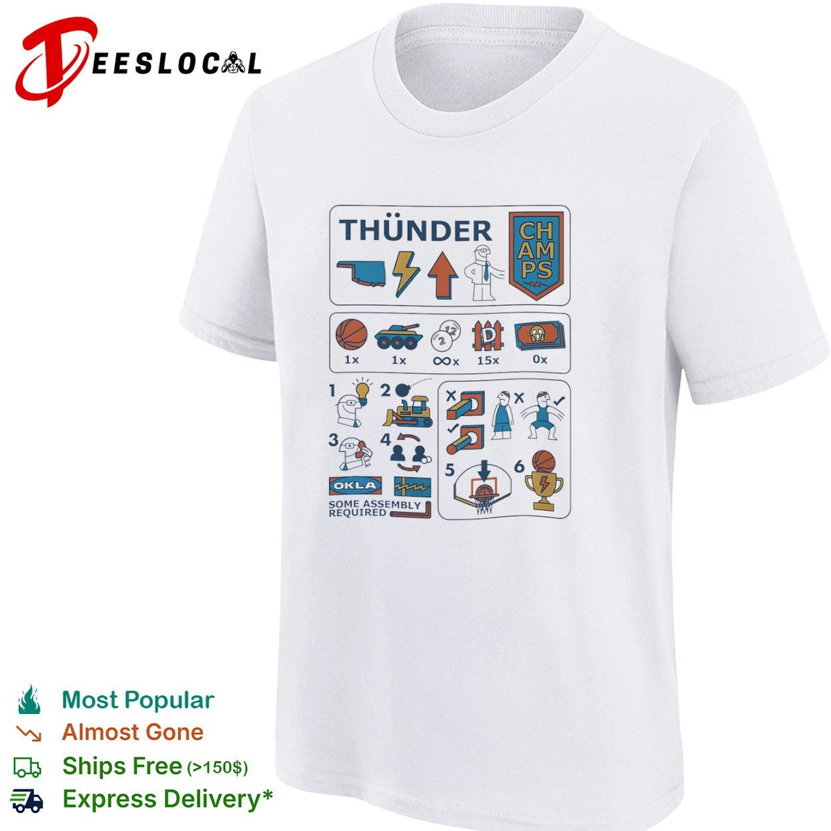 Oklahoma City Thunder Sam Presti Some Assembly Required Parody NBA Basketball shirt Unisex