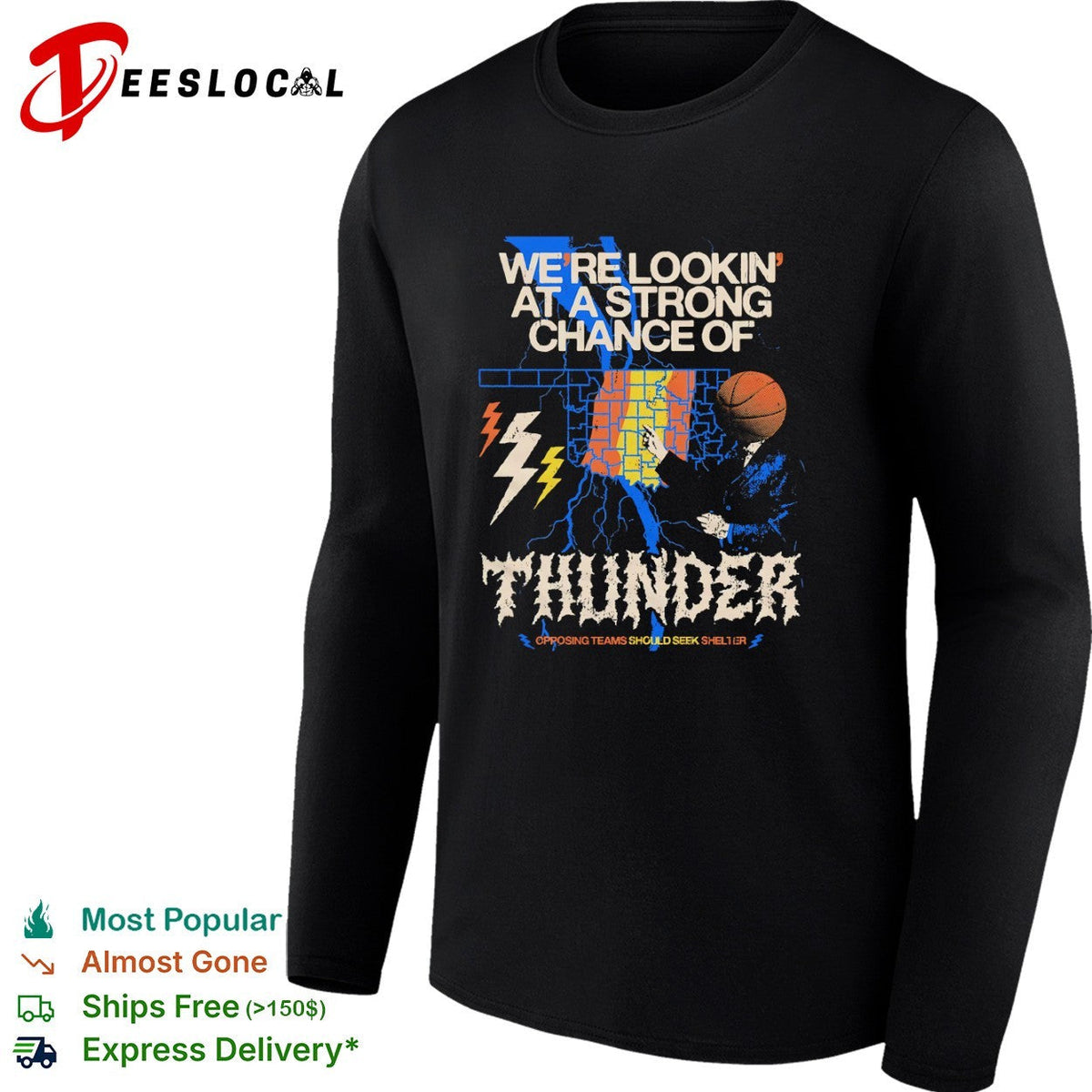 Oklahoma City Thunder We re Lookin at a Strong Chance of Thunder Opposing Teams shirt Unisex