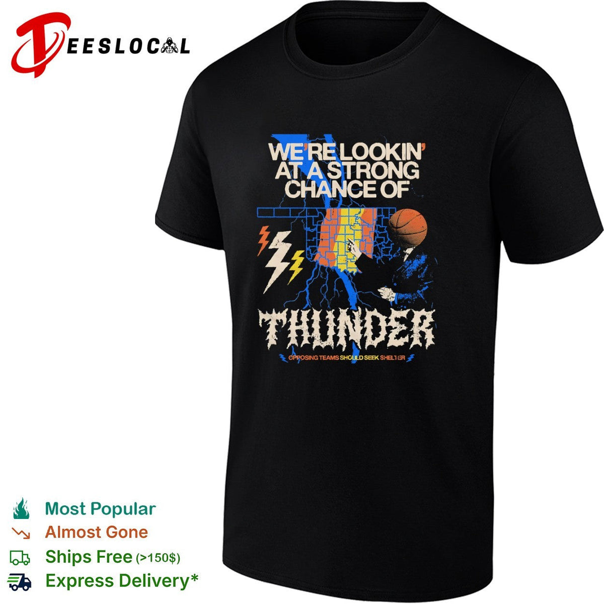 Oklahoma City Thunder We re Lookin at a Strong Chance of Thunder Opposing Teams shirt Unisex