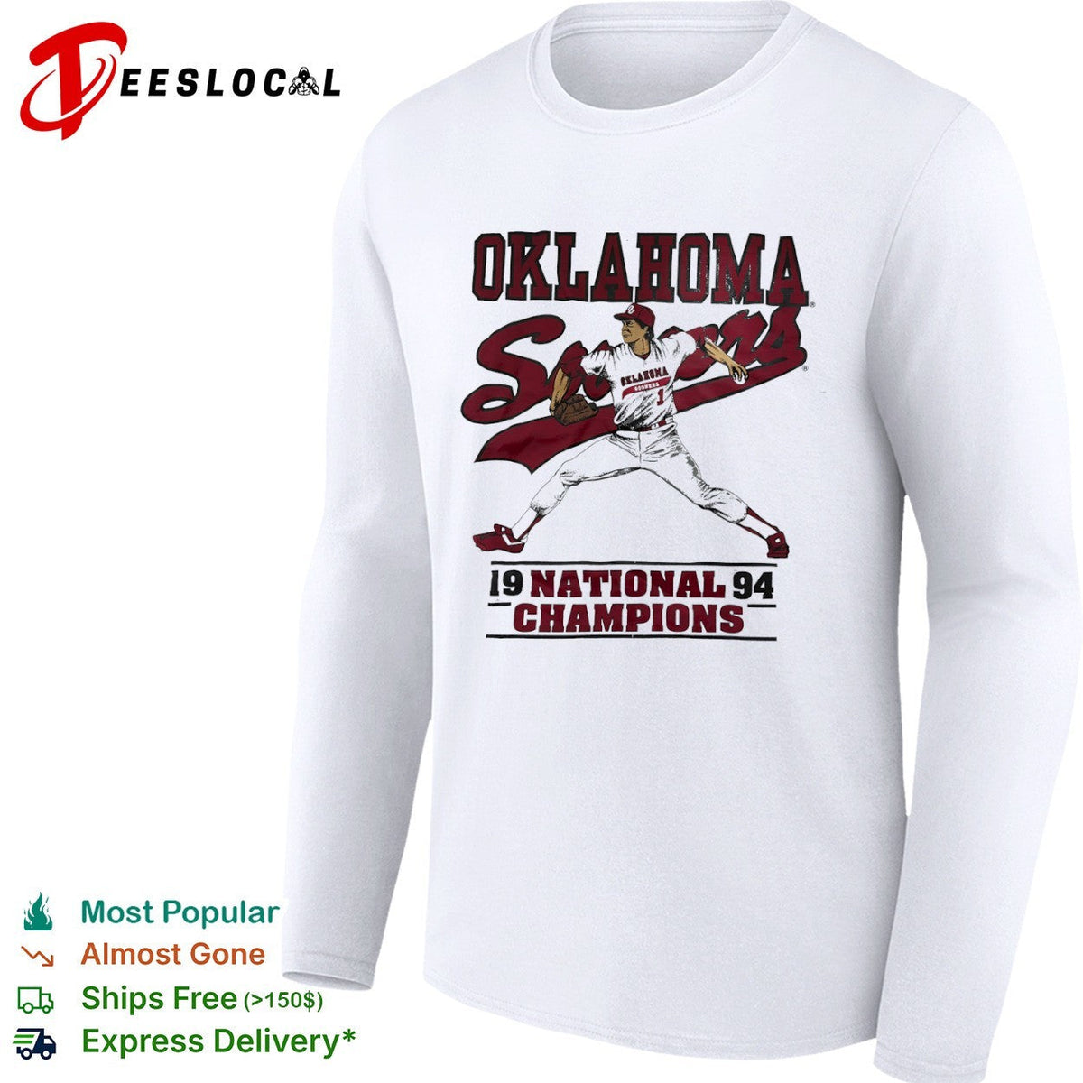 Oklahoma Sooners 1994 National Champions Baseball Shirt Unisex