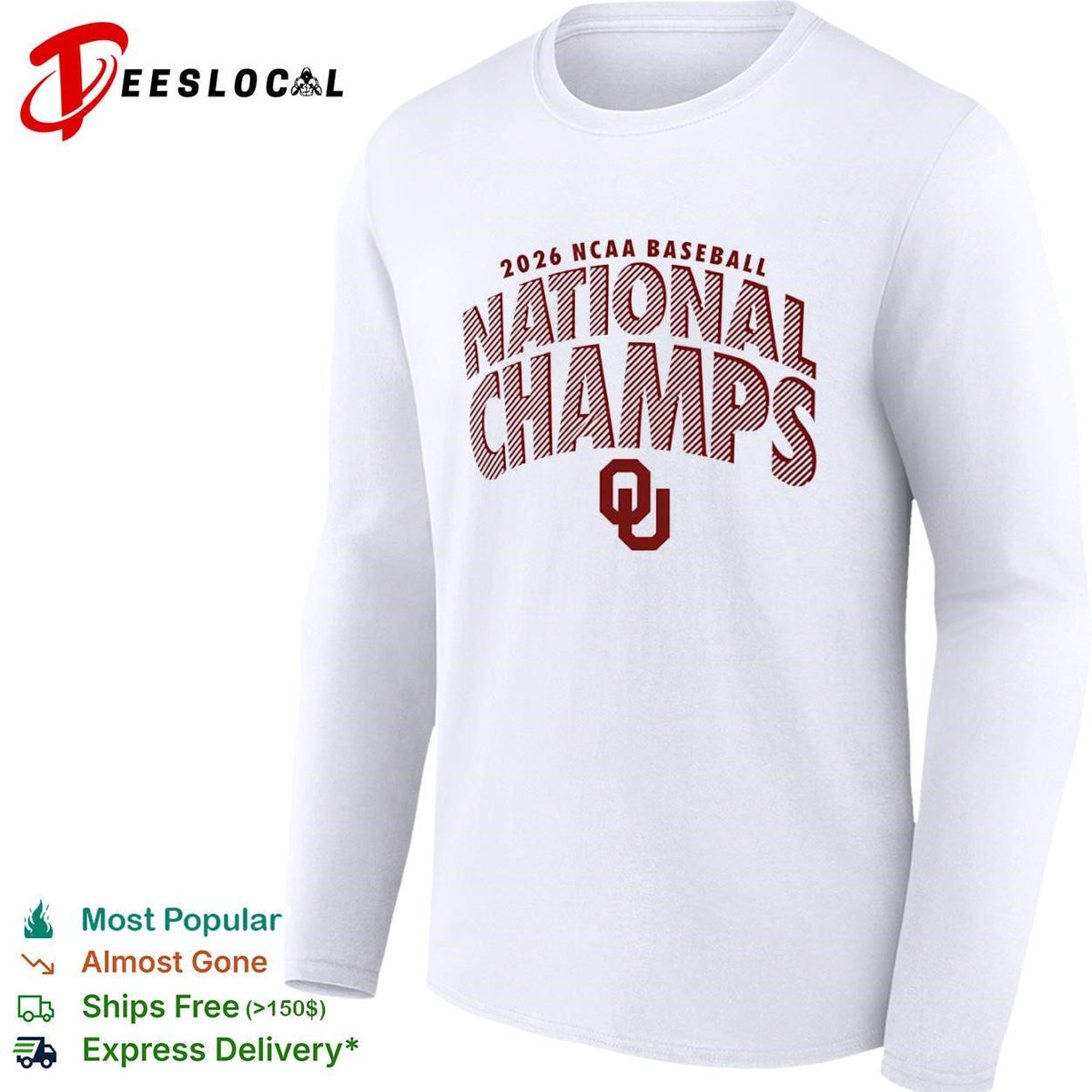 Oklahoma Sooners 2026 NCAA baseball national champs striped shirt Unisex