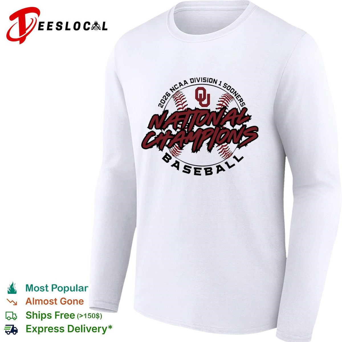 Oklahoma Sooners 2026 NCAA division I national champions baseball graphic shirt Unisex