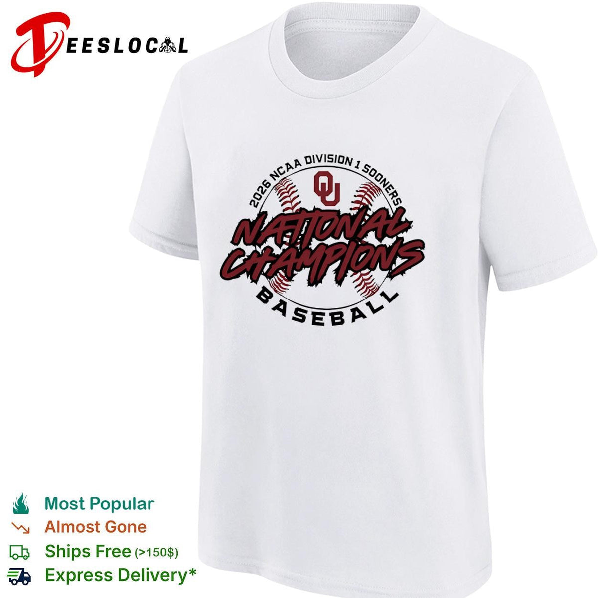 Oklahoma Sooners 2026 NCAA division I national champions baseball graphic shirt Unisex