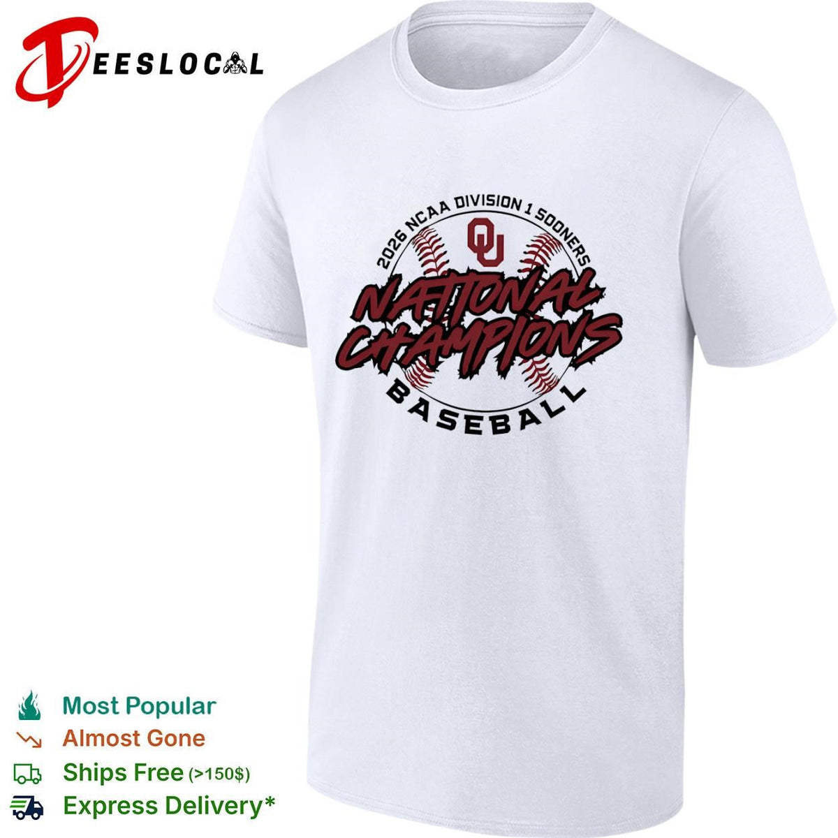 Oklahoma Sooners 2026 NCAA division I national champions baseball graphic shirt Unisex