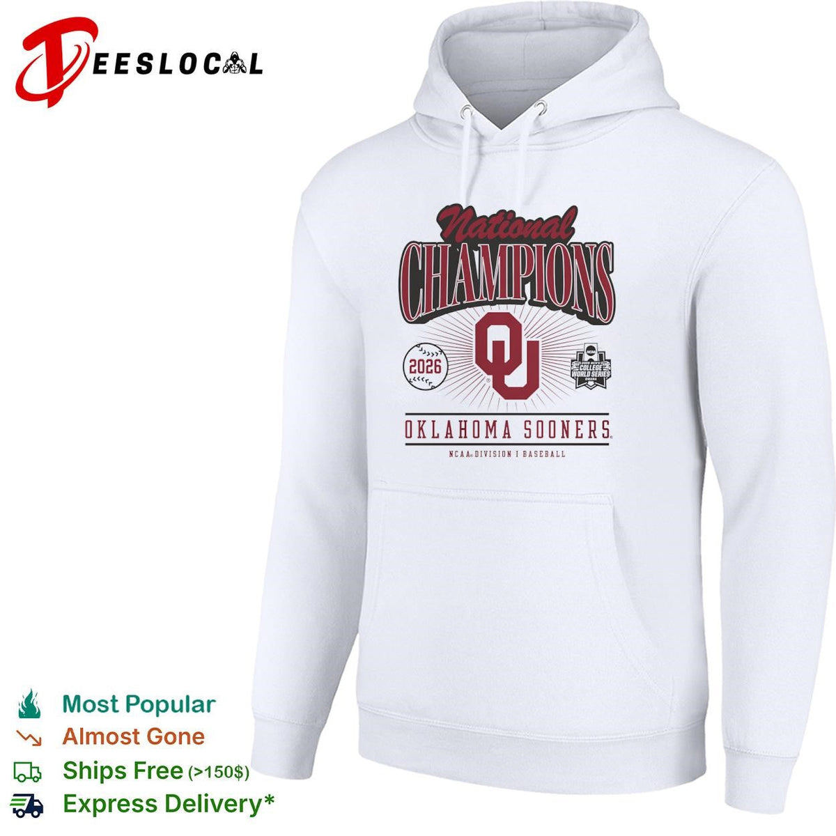 Oklahoma Sooners 2026 National Champions College World Series NCAA Baseball shirt Unisex