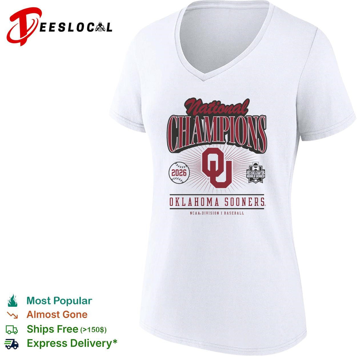 Oklahoma Sooners 2026 National Champions College World Series NCAA Baseball shirt Unisex
