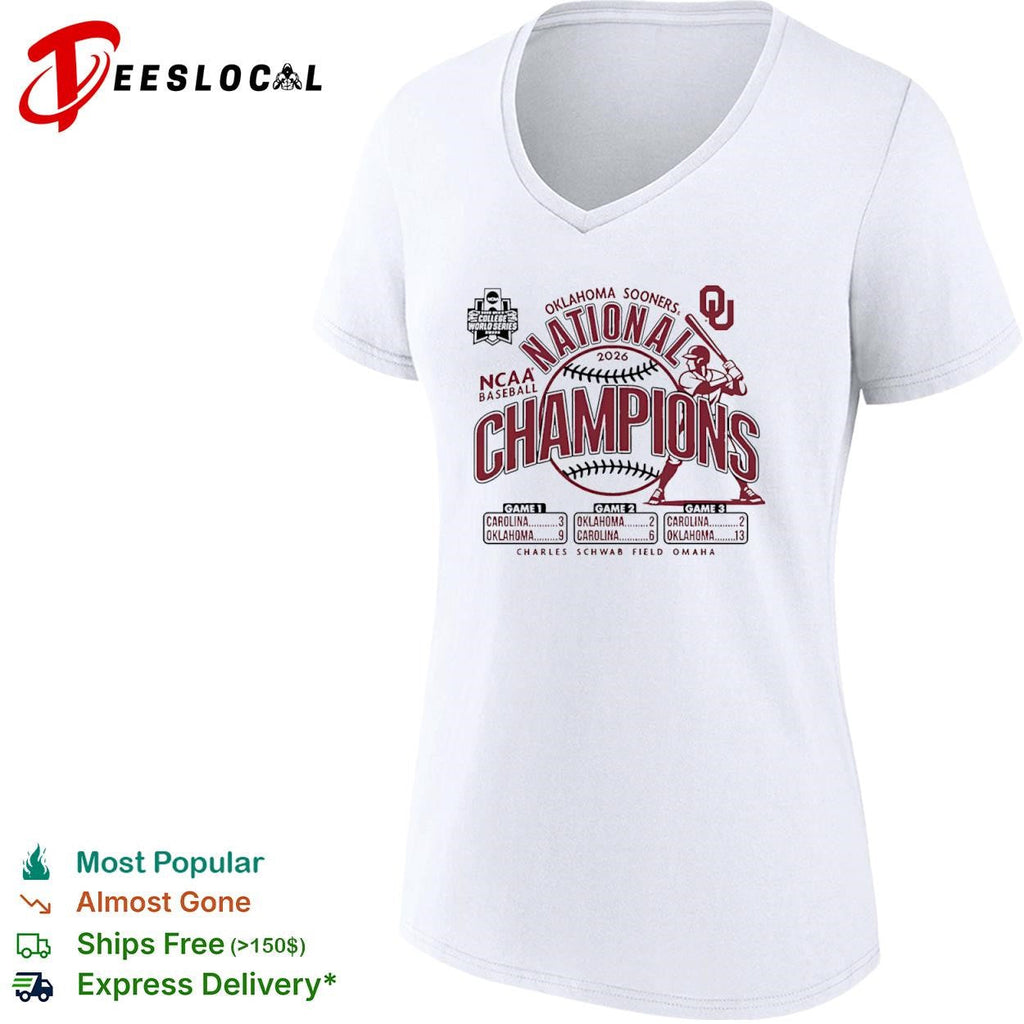 Oklahoma Sooners 2026 National Champions NCAA Baseball Charles Schwab Field shirt Unisex