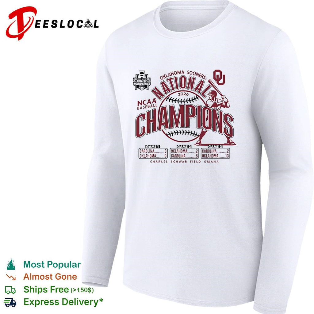 Oklahoma Sooners 2026 National Champions NCAA Baseball Charles Schwab Field shirt Unisex