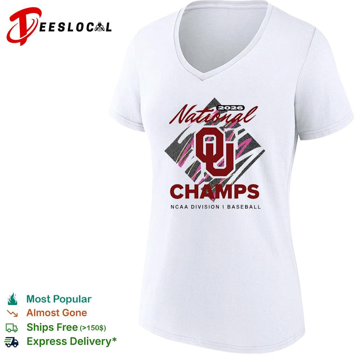 Oklahoma Sooners 2026 national champs diamond logo NCAA Division I baseball shirt Unisex