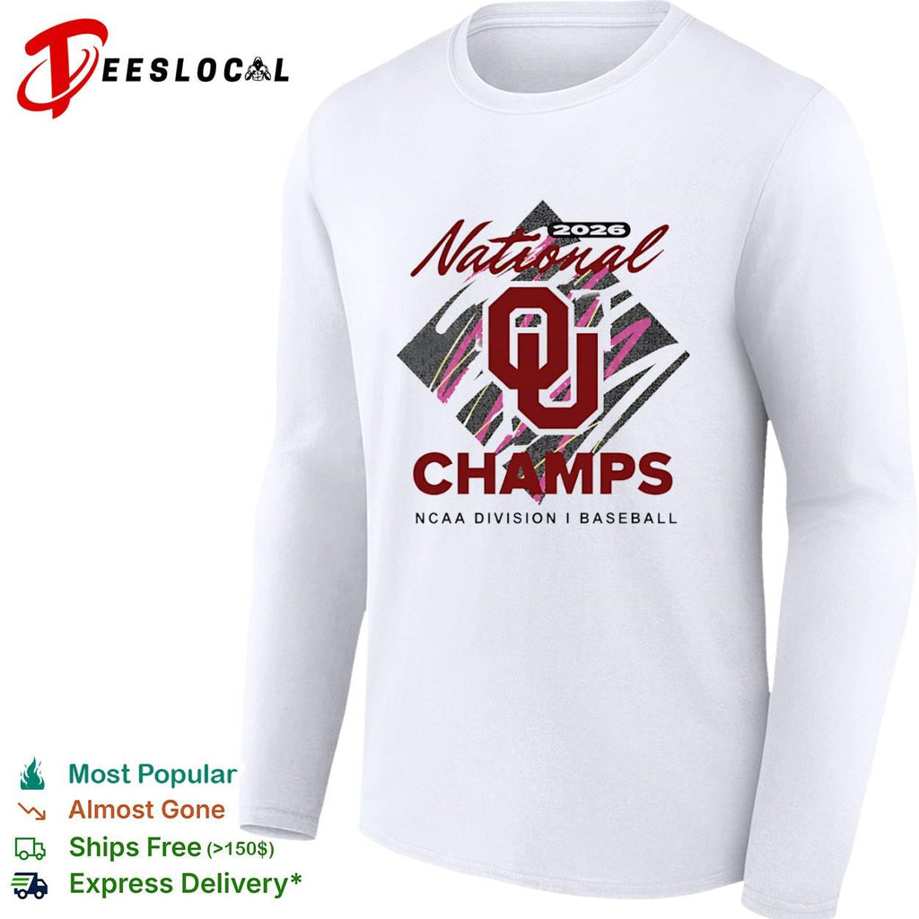 Oklahoma Sooners 2026 national champs diamond logo NCAA Division I baseball shirt Unisex