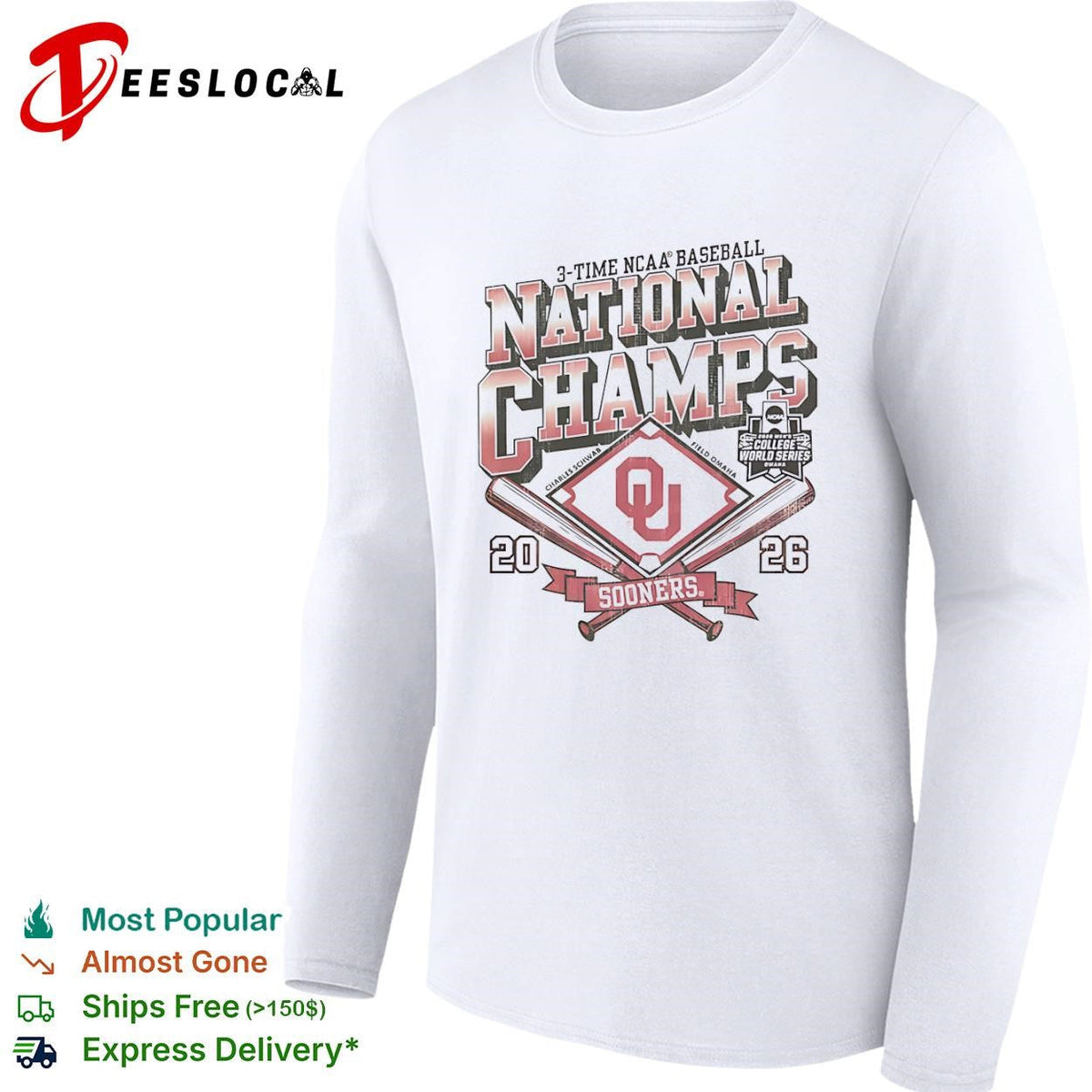 Oklahoma Sooners 3 Time NCAA Baseball National Champs Charles Schwab Field Omaha shirt Unisex